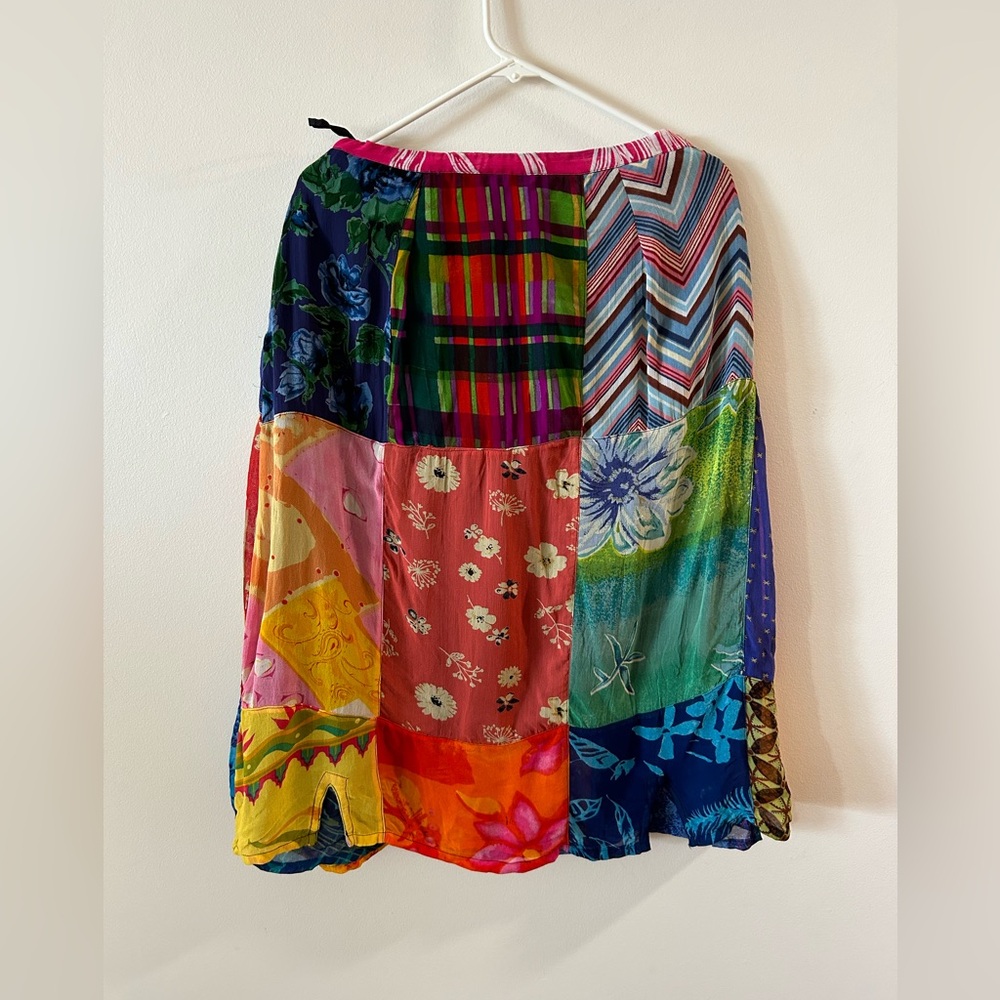 Sacred Threads Patchwork Midi Skirt L - image 2